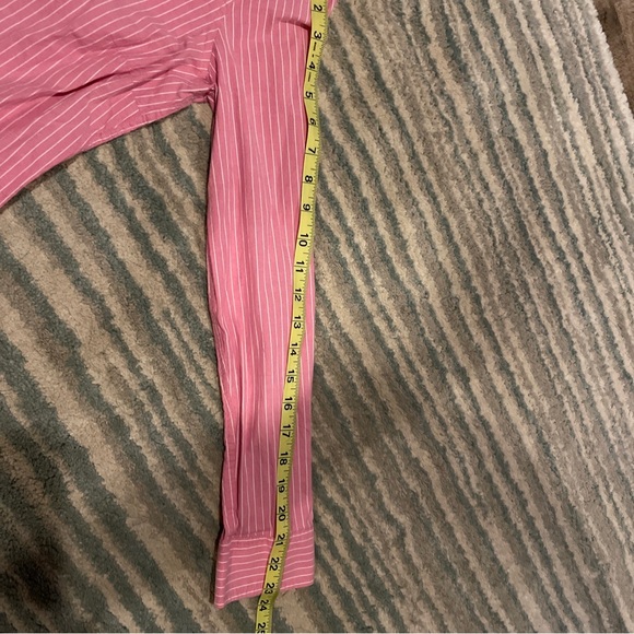 Izod Button Down Shirt Blouse Pink Striped Sz Small - Picture 8 of 11